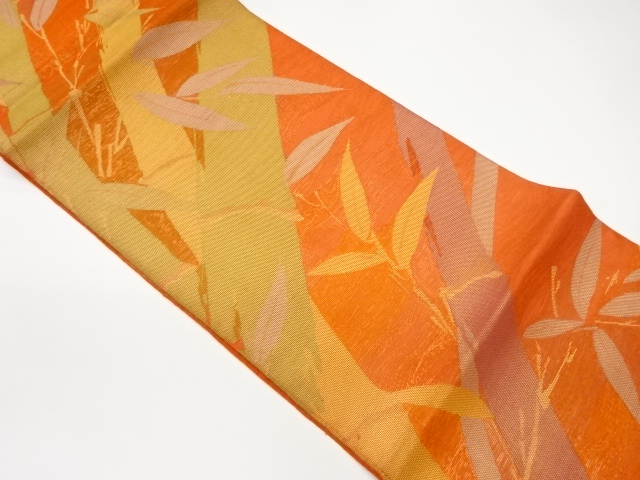  紗 竹に笹模様織出し袋帯